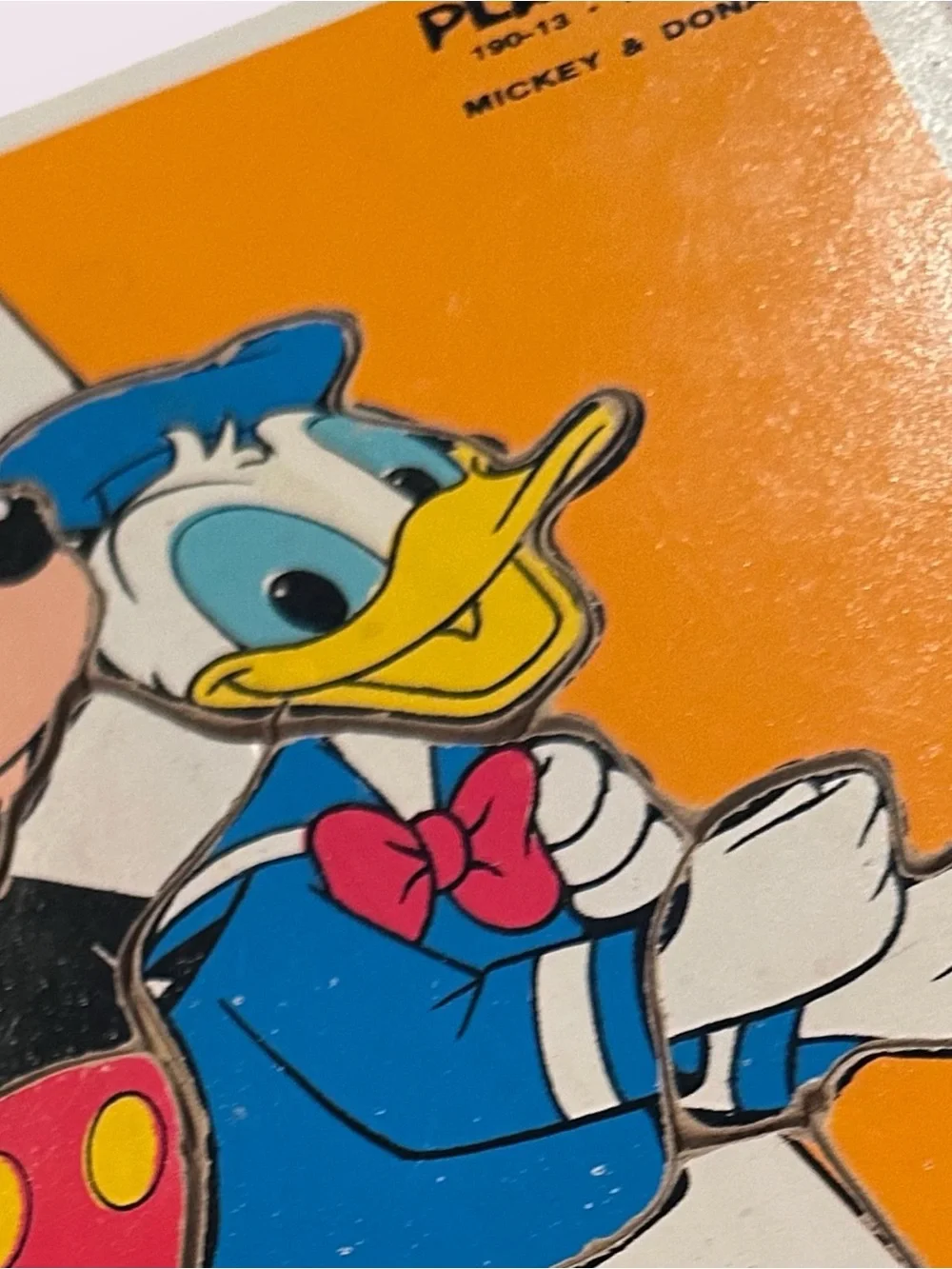 Vintage Playskool Disney Mickey Mouse & Donald Duck Wood Cardboard Puzzle